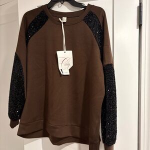 Brown lightweight set - oversized sweater and wide leg pant